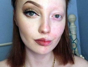 【图】女孩化半面妆走红被吐槽差别大 女星妆前妆后对比吓人